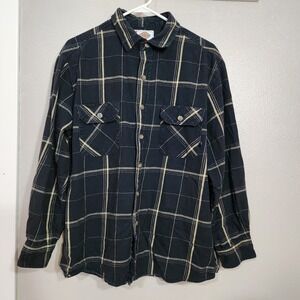 Dickie's Plaid Shirt Button Up Men's Size XL Navy‎ Blue